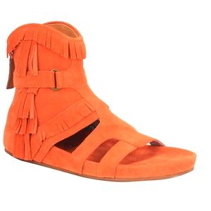 Dingo Sunny Day Fringe Gladiator Leather Sandals Rust Sz 11 Medium Ret:$110